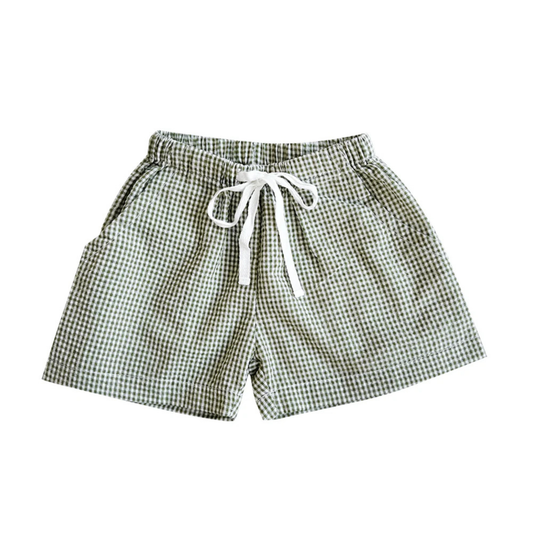 Seersucker Shorts - Pistachio Gingham