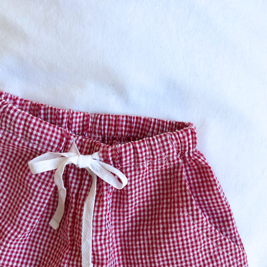 Seersucker Shorts - Cherry Gingham
