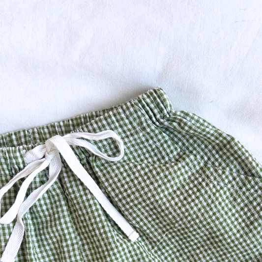 Seersucker Shorts - Pistachio Gingham