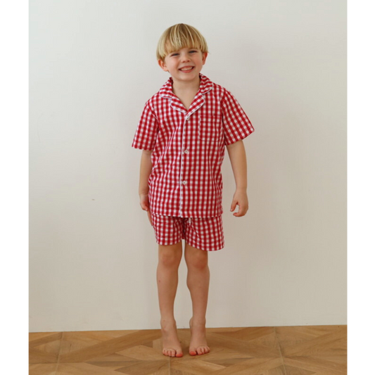 Summer Pyjama Set - Strawberry Red Gingham