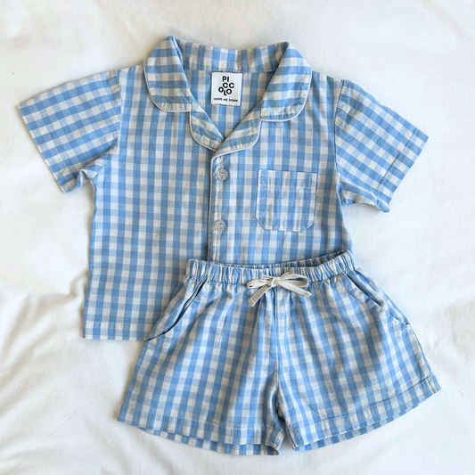 Summer Pyjama Set - Riviera Blue Gingham