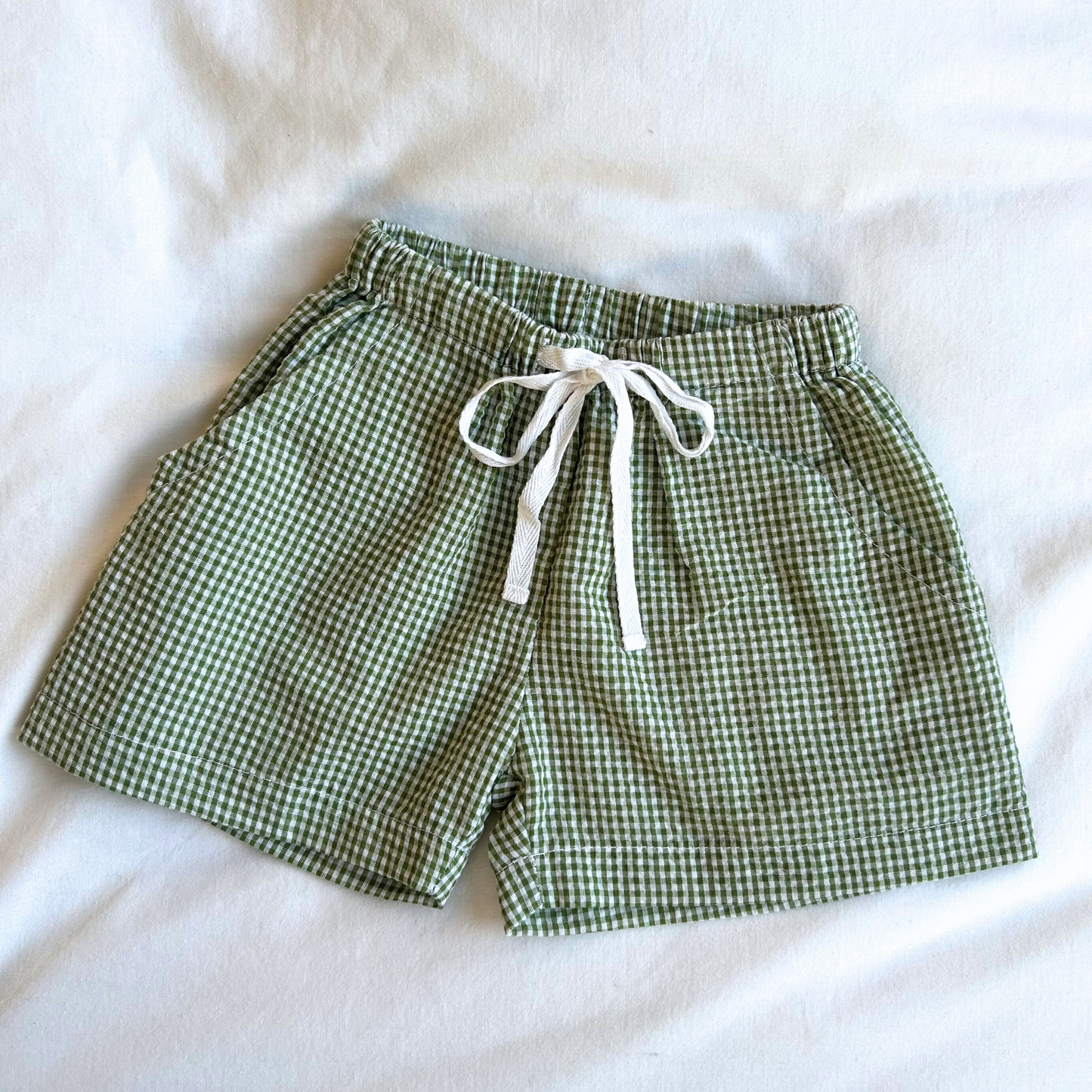 Seersucker Play Shorts - Olive Green