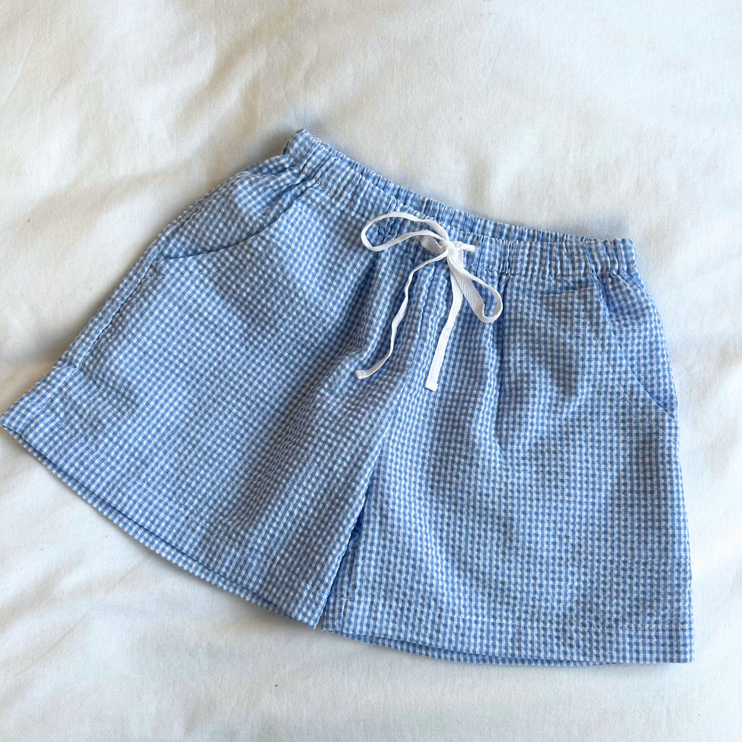 Seersucker Play Shorts - Riviera Blue Gingham