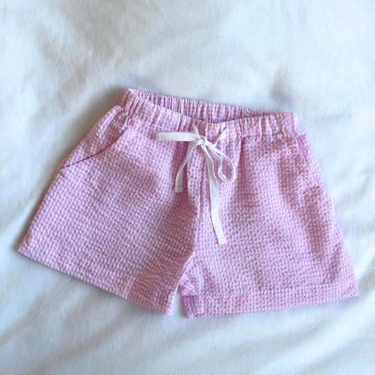 Seersucker Play Shorts - Peony Pink