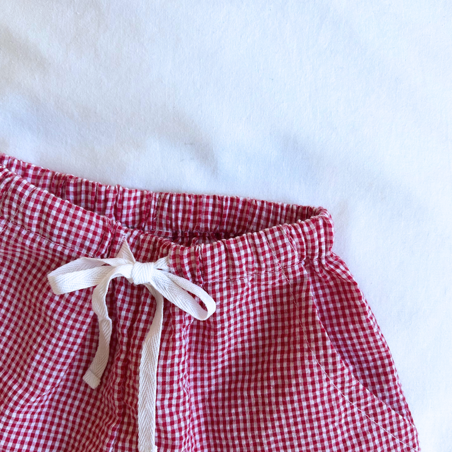 Seersucker Play Shorts - Strawberry Red Gingham