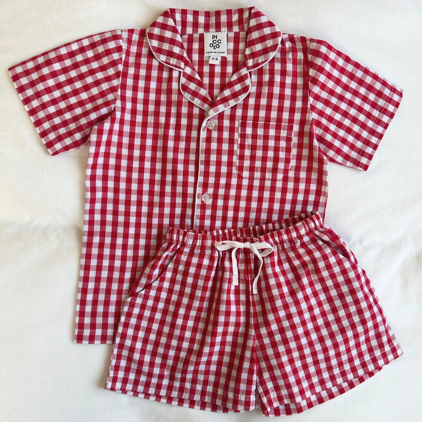 Summer Pyjama Set - Strawberry Red Gingham