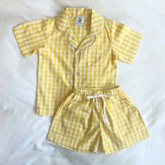 Summer Pyjama Set - Buttercup Yellow Gingham